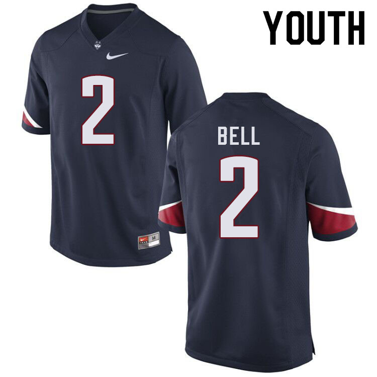 Youth #2 Myles Bell Uconn Huskies College Football Jerseys Sale-Navy